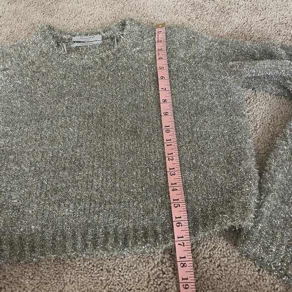 All Saints Rosetta Tinsel cropped Crew Neck Sweater Gold Bronze Size Small - Picture 6 of 9
